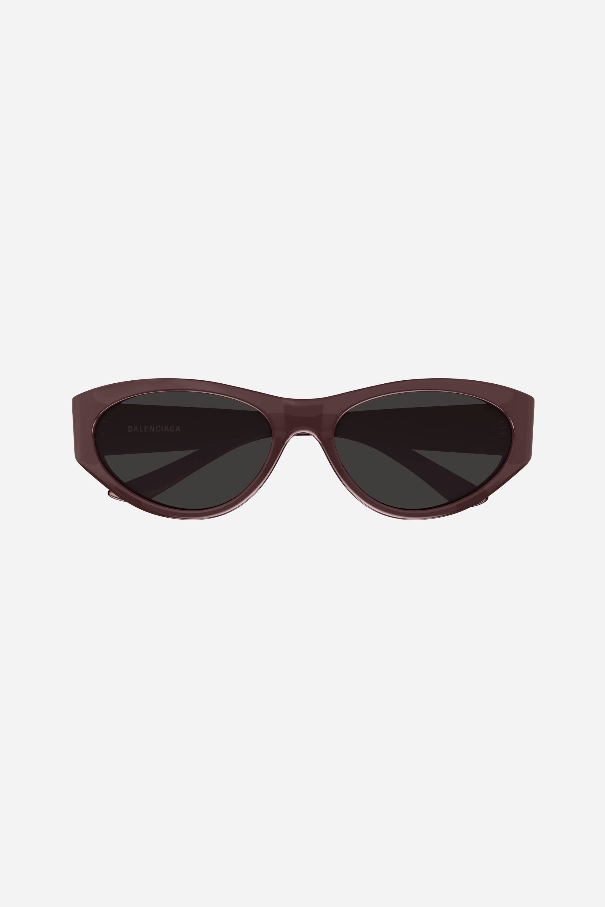 Violet cat-eye Balenciaga sunglasses with grey lense