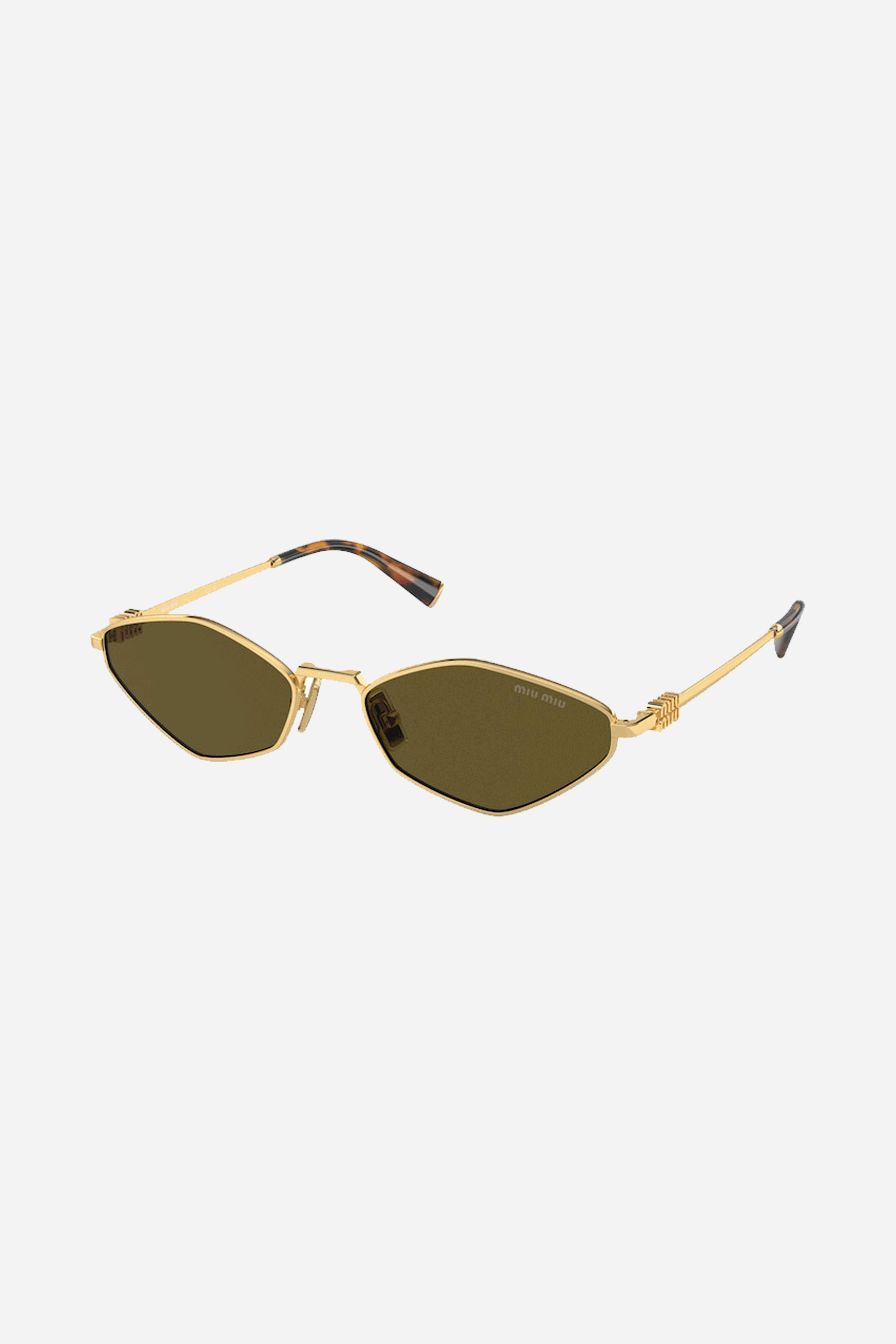 Miu Miu squared metal sunglasses with pink mirror and gold detail
